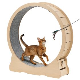 VEVOR Cat Exercise Wheel, 48 in Wooden Cat Running Wheel for Indoor Cats up to 28 lbs, Cats Treadmill with Carpeted Runway & Locking Mechanism