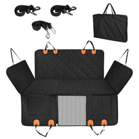 1Pc Dog Car Seat Cover For Back Seat Waterproof Oxford Cloth Seat Cover Hammock Non-Slip Scratchproof Back Seat Extender With Side Flap Mesh Wind (Option: Black)