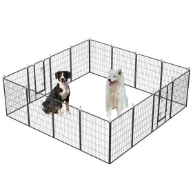 Dog Playpen Outdoor, 16 Panels Dog Pen 40" Height Dog Fence Exercise Pen with Doors for Large/Medium/Small Dogs, Portable Pet Playpen for Yard, R (Color: as Pic)