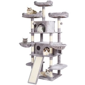 VEVOR Cat Tree for Indoor Cats, 68.5" Cat Tower with 2 Cat Condos, Sisal Scratching Post, Hammocks, Top Perches, Jumping Platforms and Ramp (Default: Default)