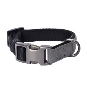 PETMARVEL Heavy Duty Solid Dog Collar Neoprene Padded 1 In Wide (Option: Grey-Medium)
